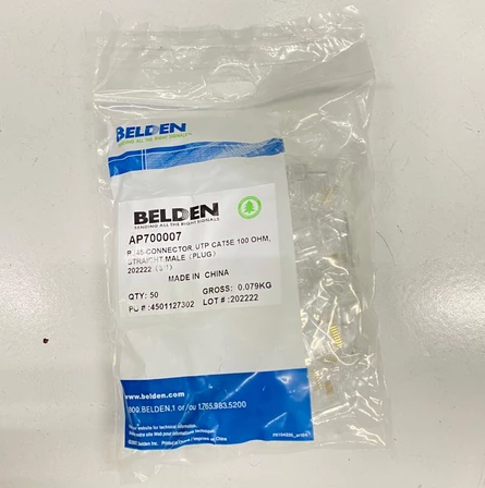 Konektor BELDEN RJ45 RJ 45 CAT 6 atau Cat 5 - 1 pack Isi 50 Pcs